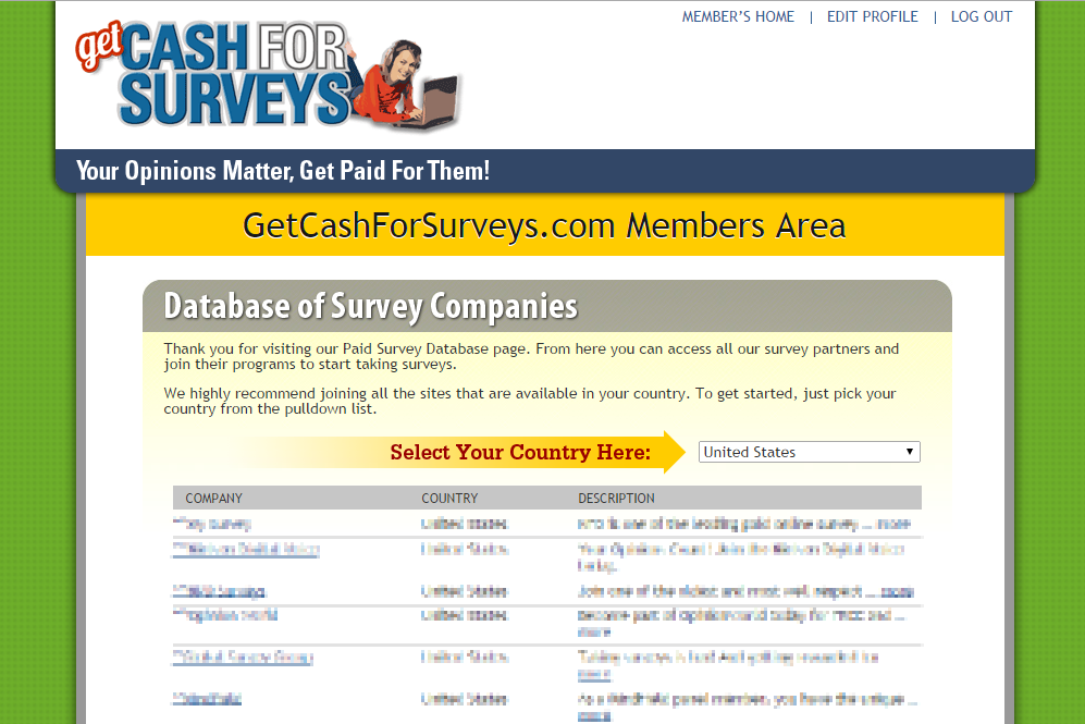 huge database of the top legitimate paid surveys, Get Cash for Surveys ...